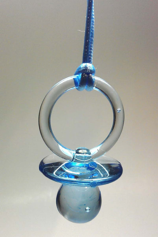 KCraftDepot 12 Pcs 2-1/2" Blue Plastic Pacifier Necklaces Baby Shower Party Game Favors