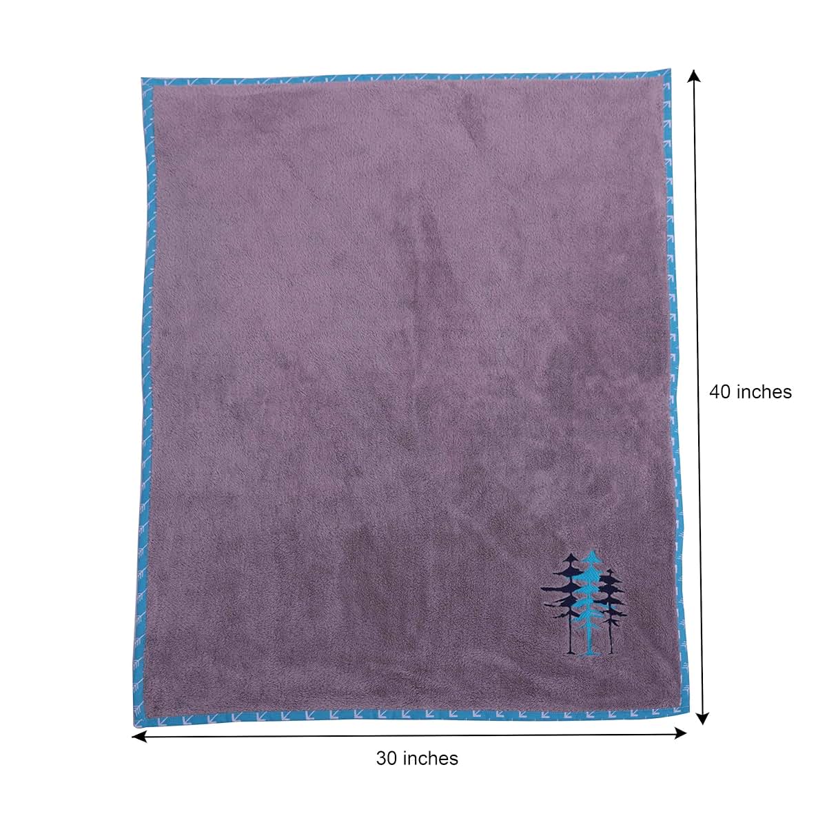 Bacati Woodlands Boys Grey Plush Blanket, Aqua/Navy/Grey (WANGGRBLK) (photo 3)