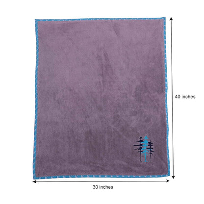 Bacati Woodlands Boys Grey Plush Blanket, Aqua/Navy/Grey (WANGGRBLK) (photo 3)