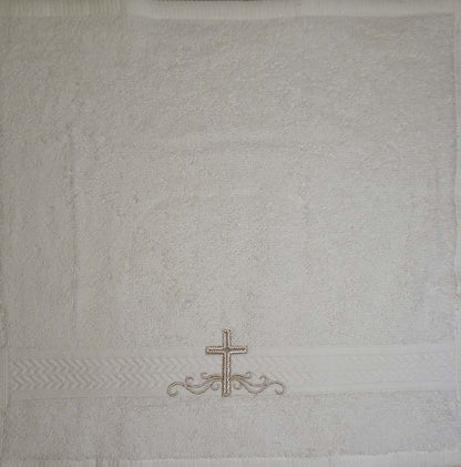 Integrity Designs Baby Baptism Terrycloth with Silver Cross