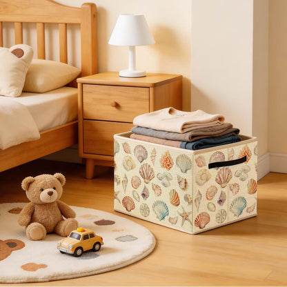 Otouo Coastal Seashell Storage Bin for Toys, Books, and Nursery Organization