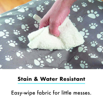 Mommy Leche Nursing Pillow Cover, Soft Water Resistant Machine Washable Polyester, Grey Paw Print