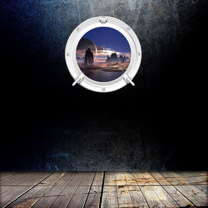 MySticky Sci-Fi 3D Round Porthole Vinyl Wall Decal, Small 13.78 x 13.78 Inch