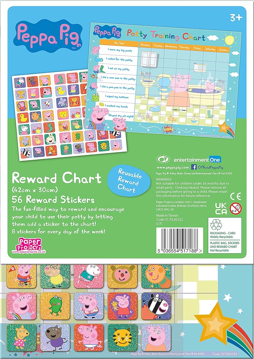 Paper Projects 01.70.30.022 Peppa Pig Potty and Toilet Training Reward Chart and 56 Sparkly Stickers, Pink (photo 3)