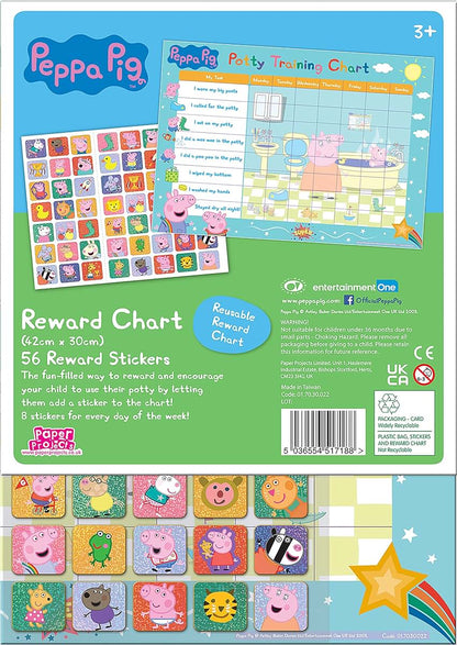 Paper Projects 01.70.30.022 Peppa Pig Potty and Toilet Training Reward Chart and 56 Sparkly Stickers, Pink (photo 3)