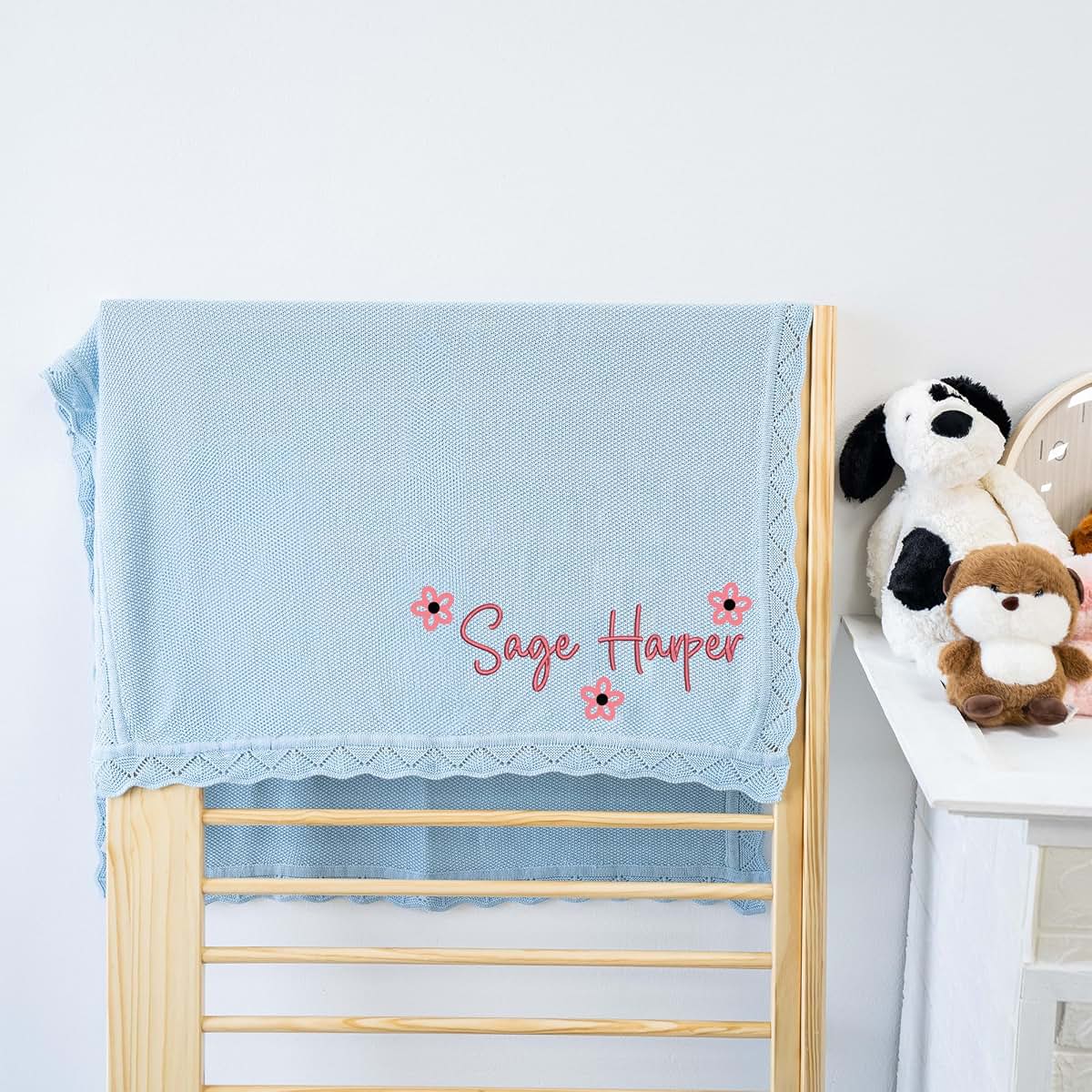 Noni Luxury Personalized Baby Blanket, Soft Breathable Cotton Knit, Custom Embroidered Name Blanket, Newborn Baby Gift (photo 2)