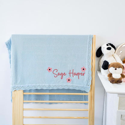 Noni Luxury Personalized Baby Blanket, Soft Breathable Cotton Knit, Custom Embroidered Name Blanket, Newborn Baby Gift (photo 2)