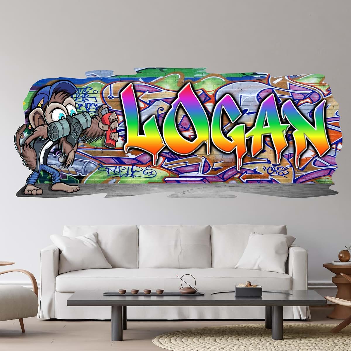 3BattySisters Personalized Graffiti Monkey Wall Decal (photo 3)