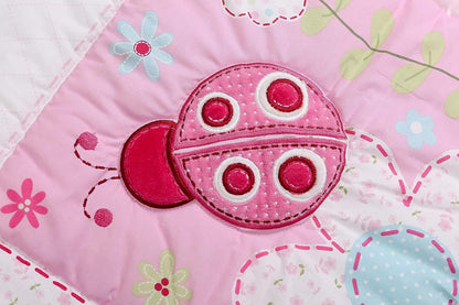 CribMATE Pink Floral Embroidery Ladybug Nursery Crib Bedding Set (photo 2)