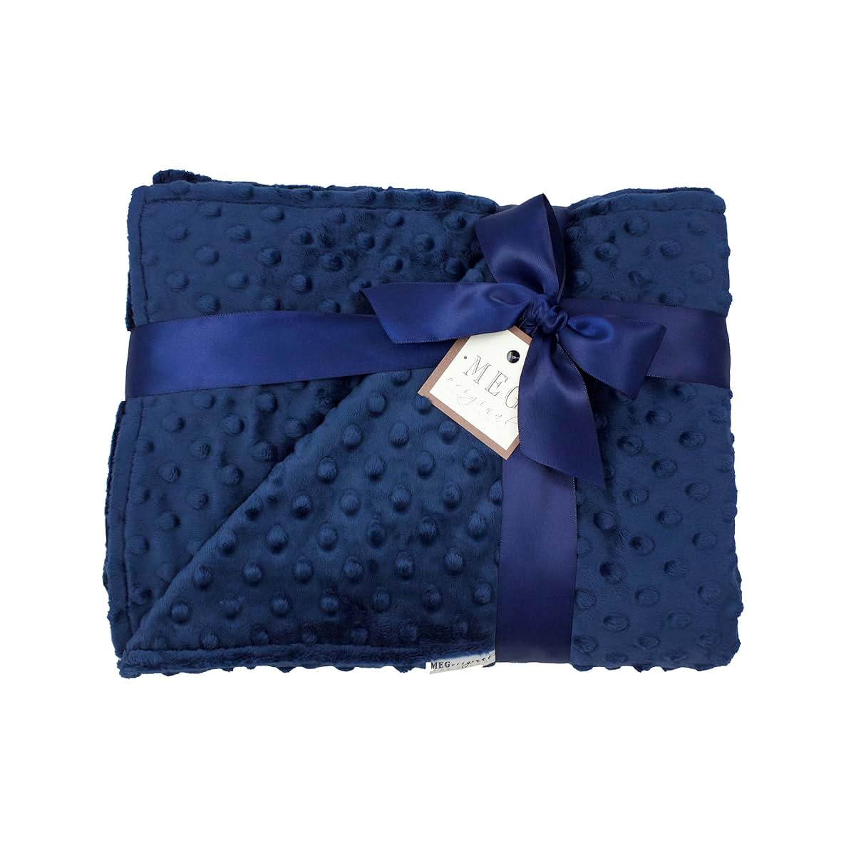 MEG ORIGINAL Navy Blue Minky Dot Crib Blanket