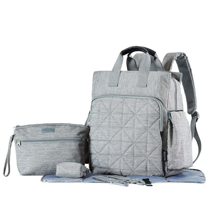 SoHo Designs Kenneth Diaper Backpack 6-Piece Set In Classic Gray (photo 2)
