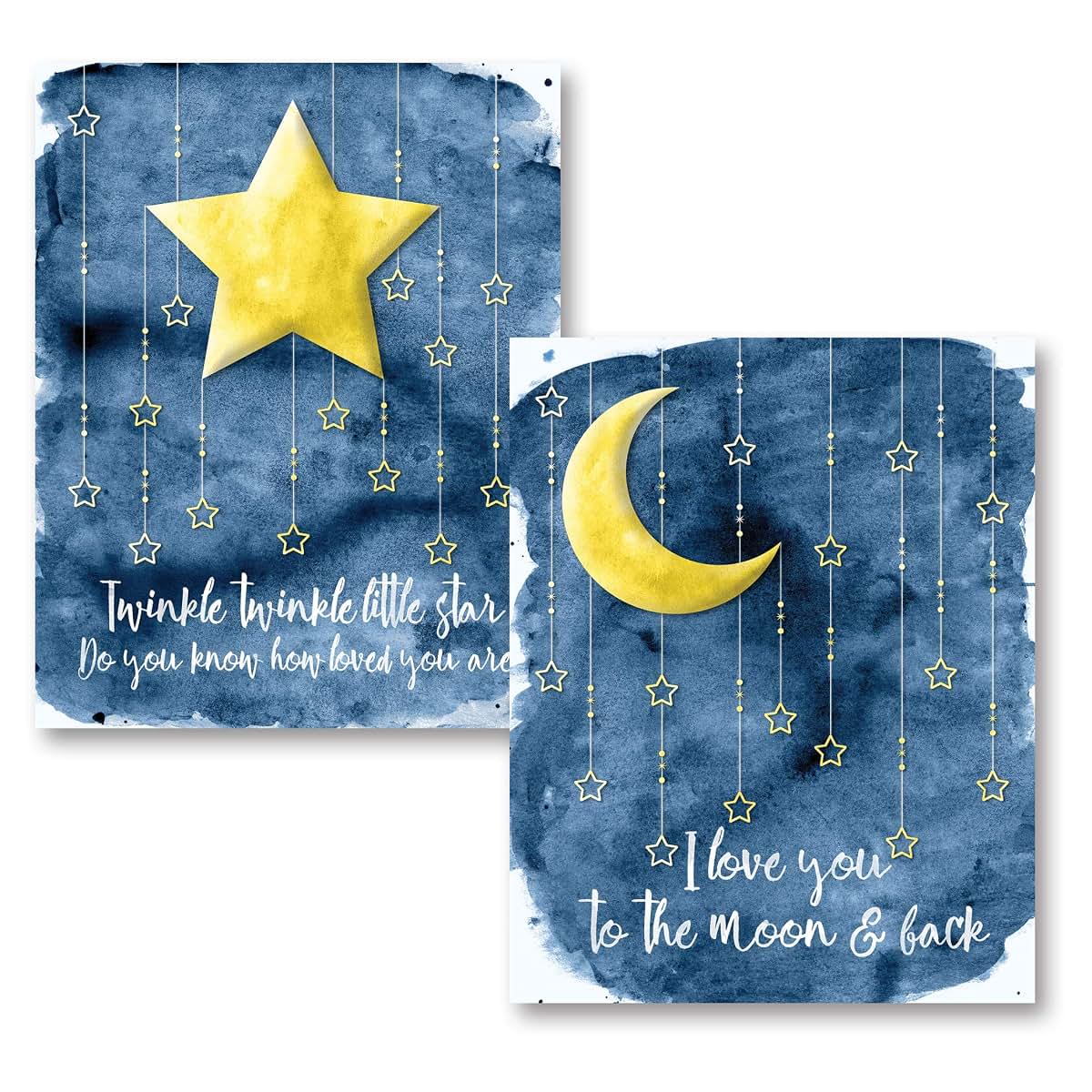 Gango Home Décor Moon and Star Poster Set, Two 11x14 Inch Prints