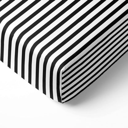 Bacati Black/White Pin Stripes Crib Fitted Sheet