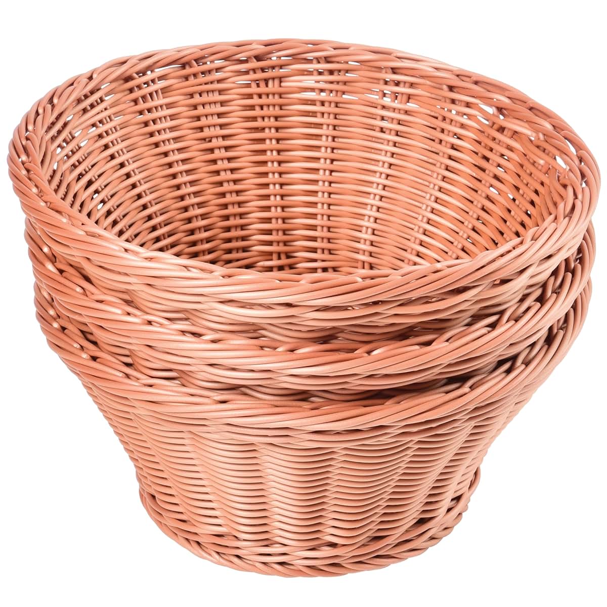 Constructive Playthings Round Plastic Wicker Storage Baskets, Set Of 3