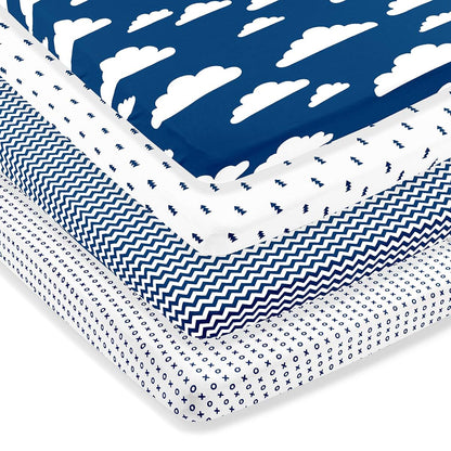 BaeBae Goods Pack N Play Sheets Set Of 4 Cotton White Playard Bedding