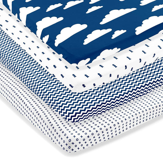 BaeBae Goods Pack N Play Sheets Set Of 4 Cotton White Playard Bedding