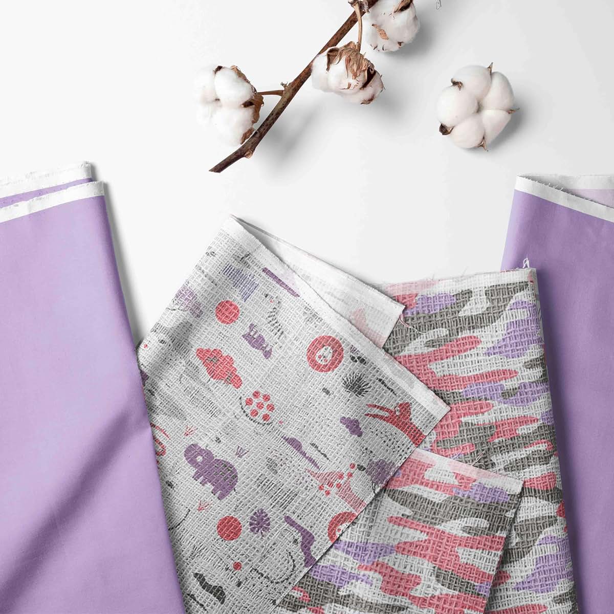 Bacati - Muslin 2 Pack Security Blankets Jungle Safari (Lilac/Coral/Gray) (photo 2)
