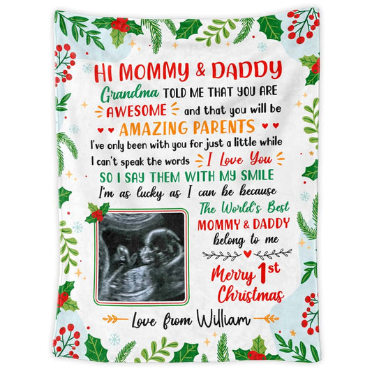 46Custom Personalized Blanket for Mommy Daddy from Baby Bump Grandma New Parents Gifts Grandma Told Me That You are