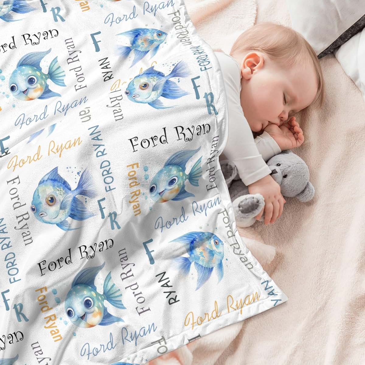BabyOneStop Personalized Angelfish Blanket With Custom Name