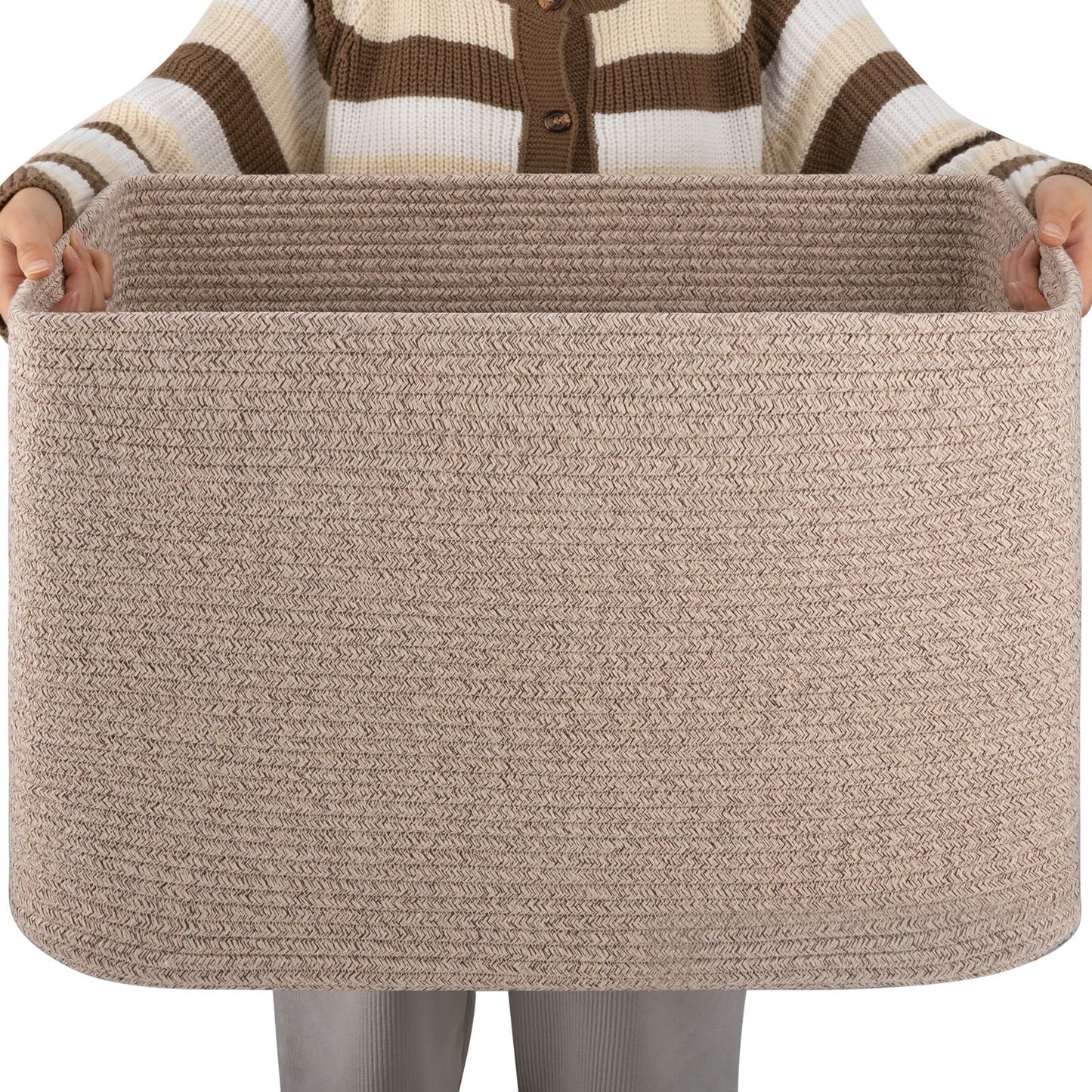 OIAHOMY Cotton Rectangle Blanket Basket