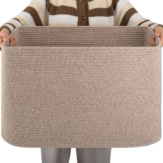 OIAHOMY Cotton Rectangle Blanket Basket