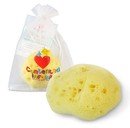 Contented Infant Natural FINA Silk Sea Sponge for Babies, 4-4.5 inch Fine Pore Mediterranean Bath Sponge