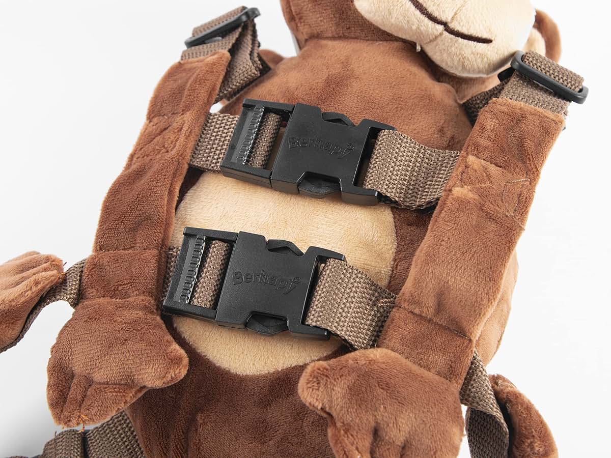 Berhapy 2 in 1 Monkey Toddler Safety Harness Backpack with Walking Leash Strap in Brown (photo 3)