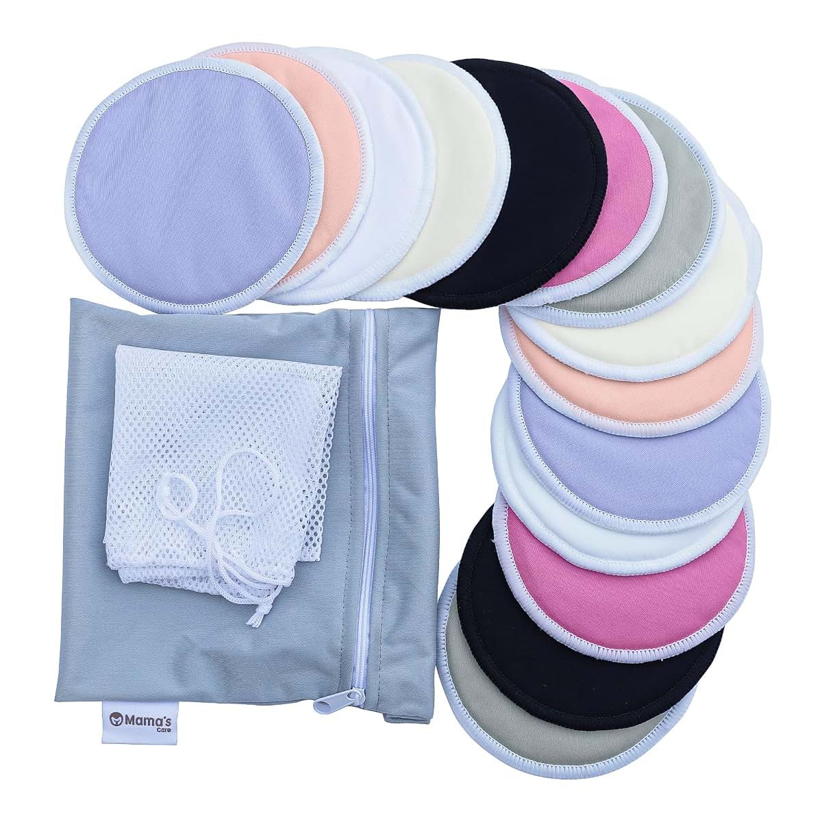 Mama's Care Reusable Nursing Pads 14-Pack Large 4.8 Inch, 4-Layer Viscose with Storage and Laundry Bag