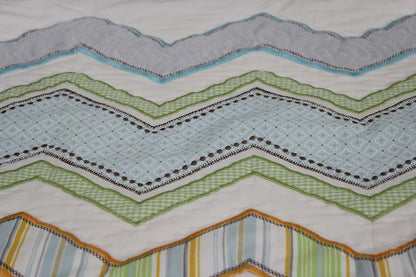 Nurture Zig Zag Cotton Hand Quilted Baby Quilt