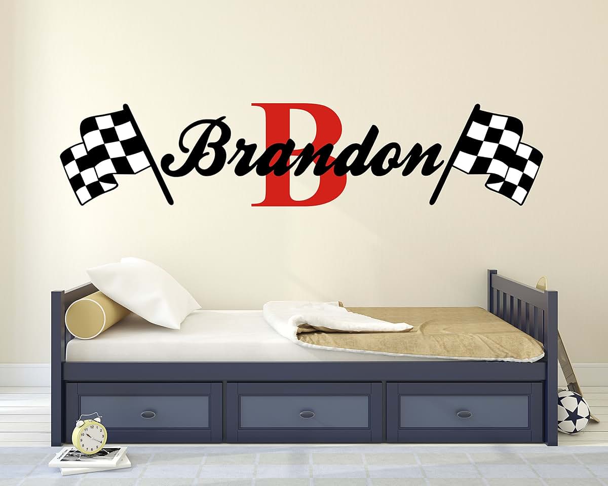 Decalzone Inc Custom Name Racing Monogram Wall Decal For Nursery
