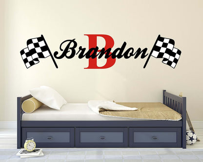 Decalzone Inc Custom Name Racing Monogram Wall Decal For Nursery