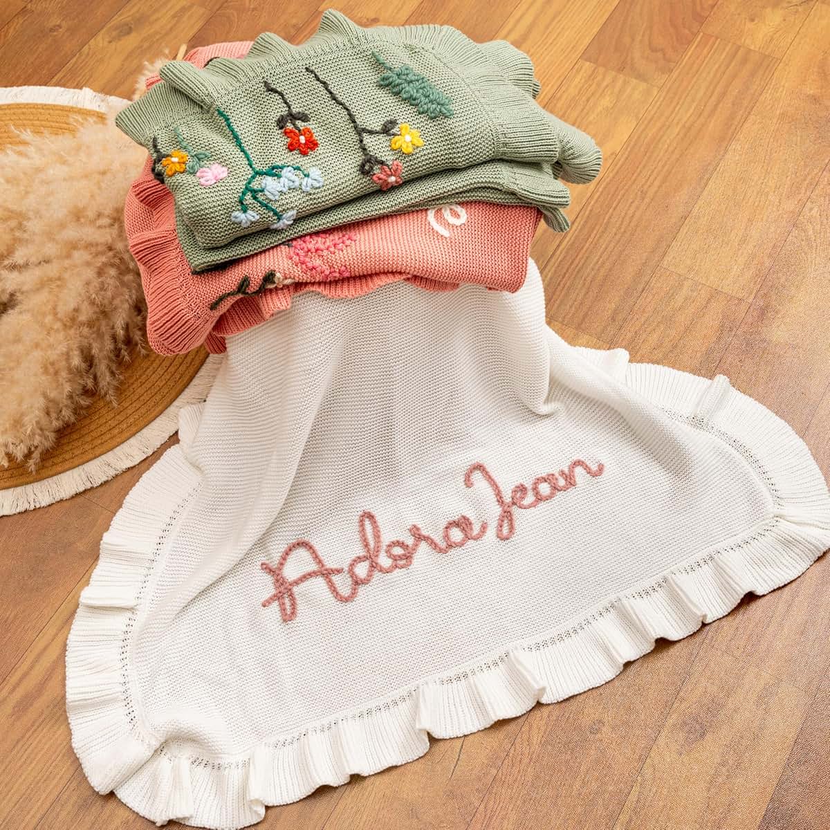 Boozieskoozies Personalized Baby Blanket With Hand Embroidered Name (photo 3)