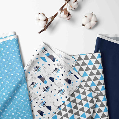 Bacati Woodlands & Triangles Boys Cotton Percale 2 Pack Sleeping Bag Small, Aqua/Navy/Grey (photo 2)