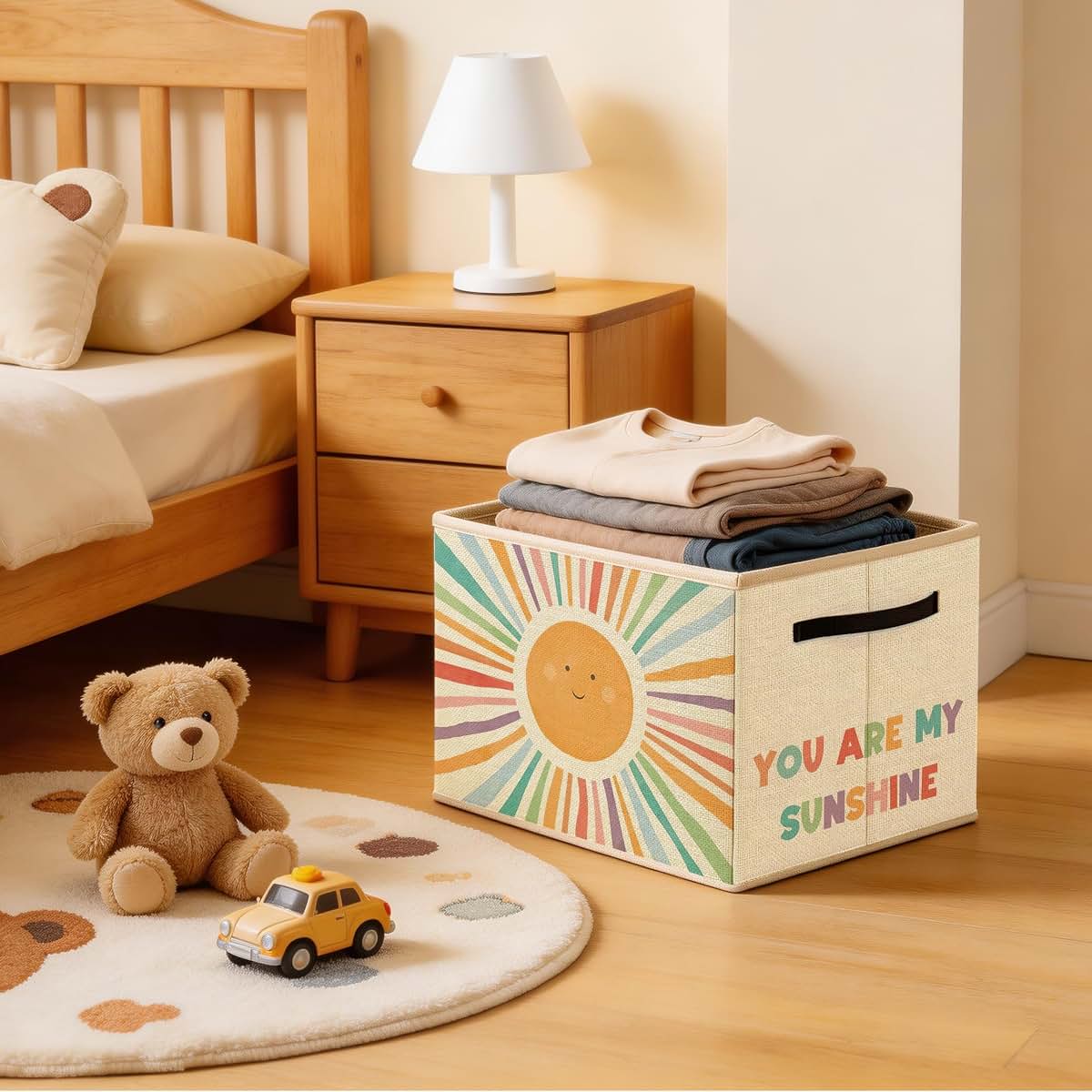 OTOUO Boho Sunshine Nursery Storage Bin, Foldable Polyester Organizer for Toys Clothes Books
