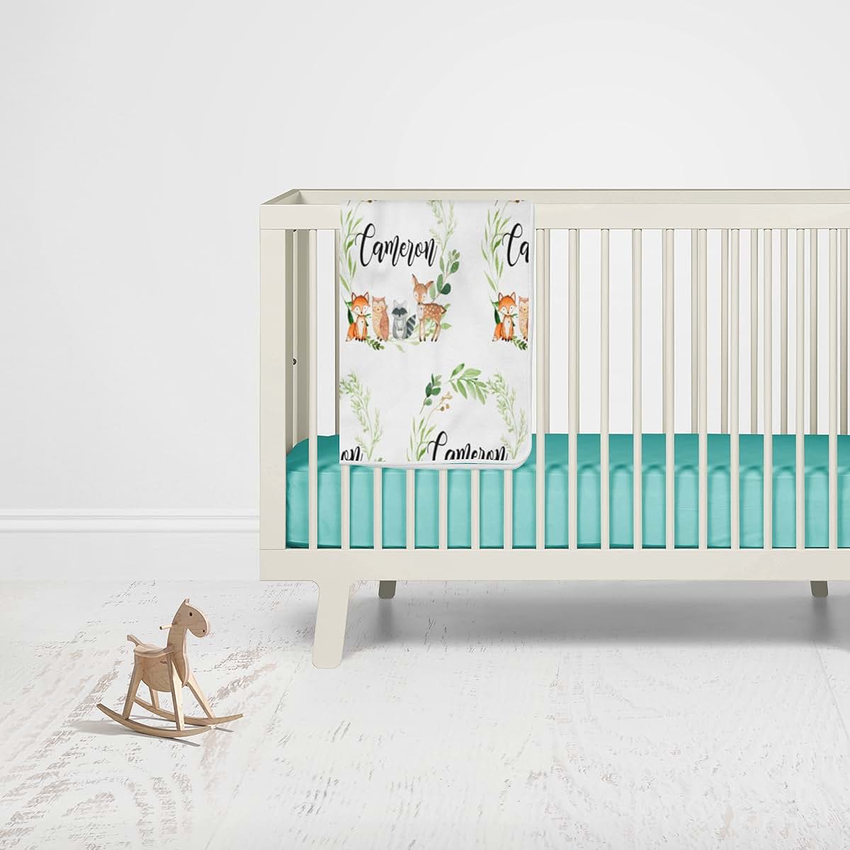 WolfeDesignPDD Woodland Personalized Swaddle Baby Blanket Personalized Gifts Soft Fleece Minky Newborn Gift Blanket (photo 3)