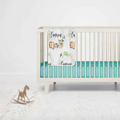 WolfeDesignPDD Woodland Personalized Swaddle Baby Blanket Personalized Gifts Soft Fleece Minky Newborn Gift Blanket (photo 3)