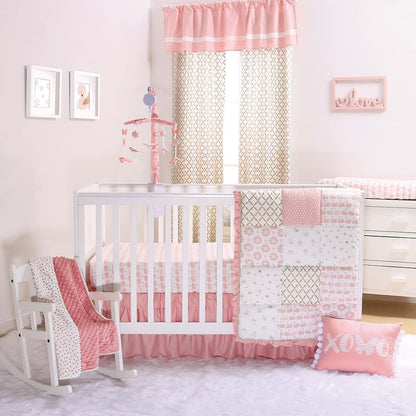 Coral Pink Starstruck Baby Changing Pad Cover by The Peanut Shell