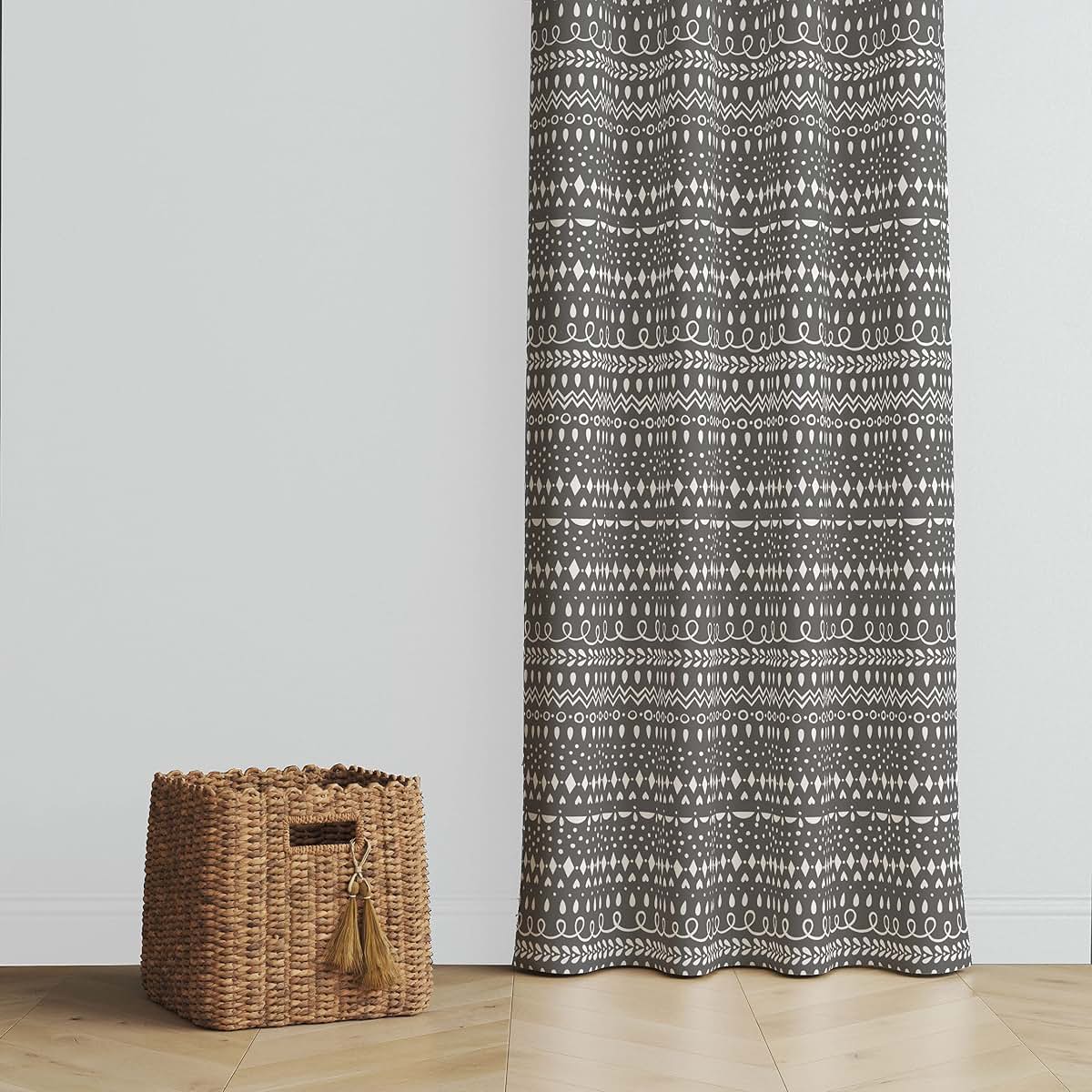 Bacati Owls Scribble Grey Curtain Panels