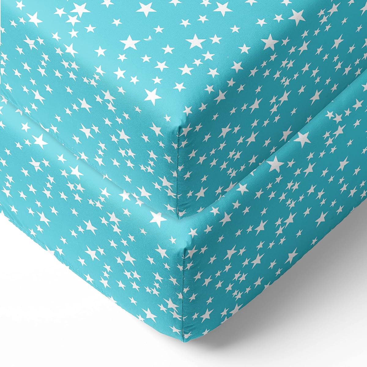 Bacati Space 2pack Crib Fitted Sheets (Blue Stars)