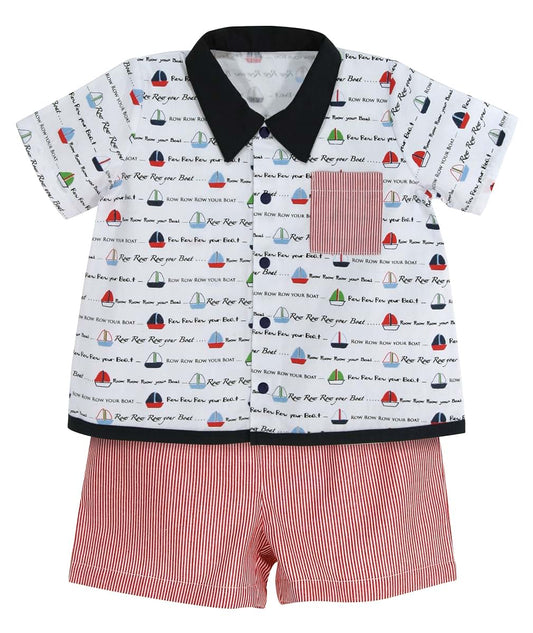 Stephan Baby Row Your Boat Bowling Shirt and Diaper Cover Set, 6-12 Months
