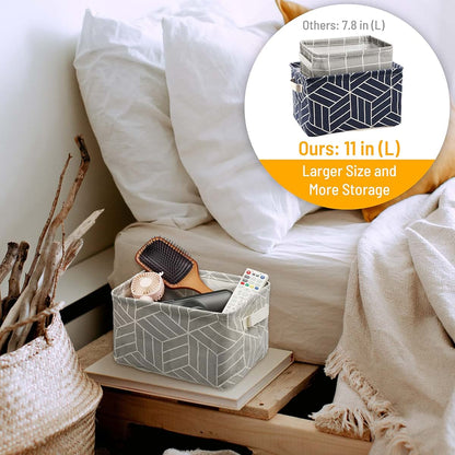 CROWNED 6 Pcs Storage Basket Foldable Cube Fabric Bins Square Mini Box Receive Organizer Rectangle Canvas with Handles (photo 3)