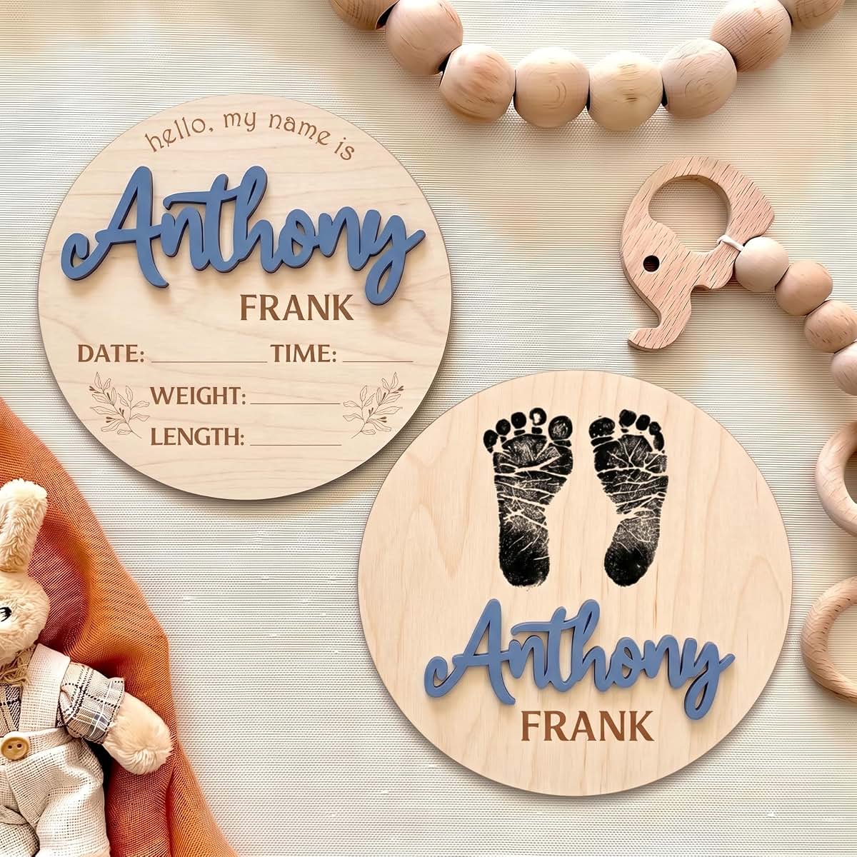 LumiNest Gifts Personalized 3D Hello World Newborn Baby Announcement Sign