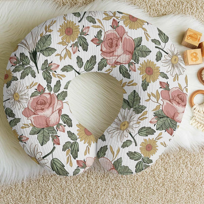 Sweet Jojo Designs 2-Piece Muslin Nursing Pillow Covers Set, Boho Vintage Floral, 100% Cotton, 25.25 x 17.25 in