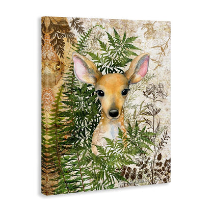 Stupell Industries Baby Fawn in Fern Forest Canvas Wall Art, 24 x 30 Inches