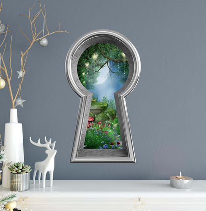 Stickit Graphix Enchanted Lantern Forest Keyhole Window Wall Decal