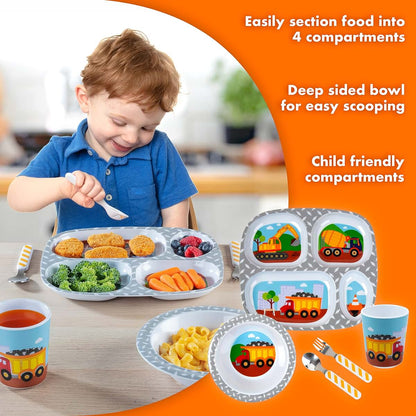 Bentology 5-Piece Construction Theme Mealtime Set for Kids
