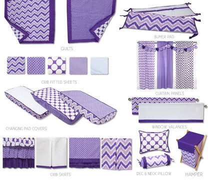 Bacati Mix N Match Ikat Zigzag Chevron Nursery Storage Changing Table Storage Runner Purple (photo 4)