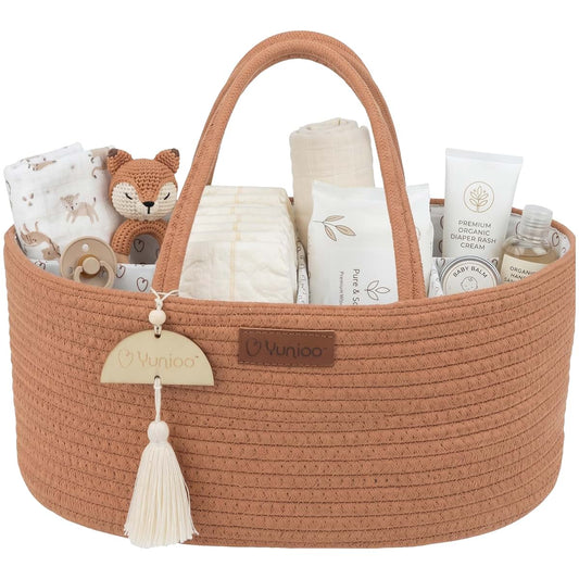 Yunioo Baby Diaper Caddy Organizer, Portable Nursery Storage Basket with Sturdy Handle Diaper Caddy Basket, Car Caddy