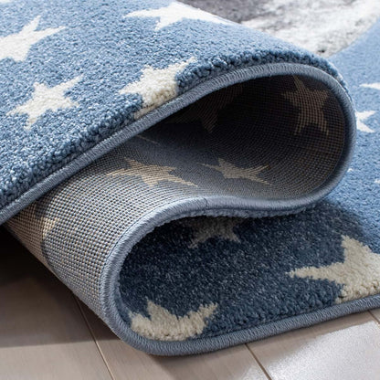 Safavieh Carousel Kids Collection Area Rug - 5'3" Square Light Blue & Grey