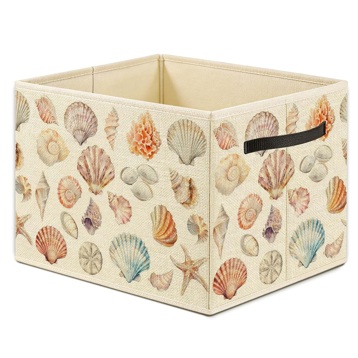 Otouo Coastal Seashell Storage Bin for Toys, Books, and Nursery Organization